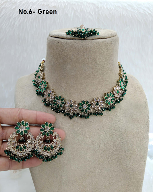 Indian  Jewellery/Dark gold green necklace Set/Bollywood Gold Indian  Jewellery Set mirabel