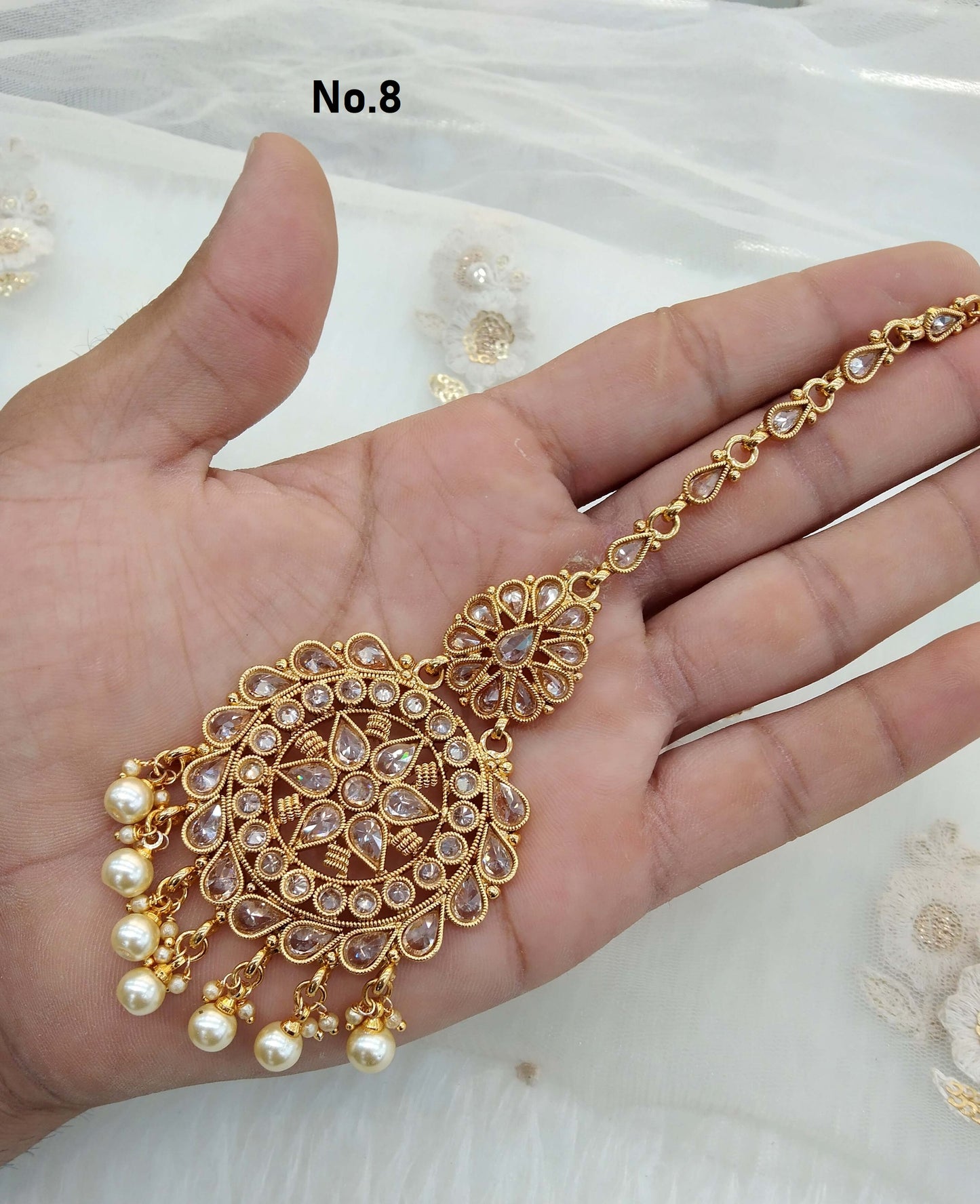 Indian Tikka Gold finish Headpiece /Bollywood Maang Tikka Tika South Indian Hair Jewelry Jewellery