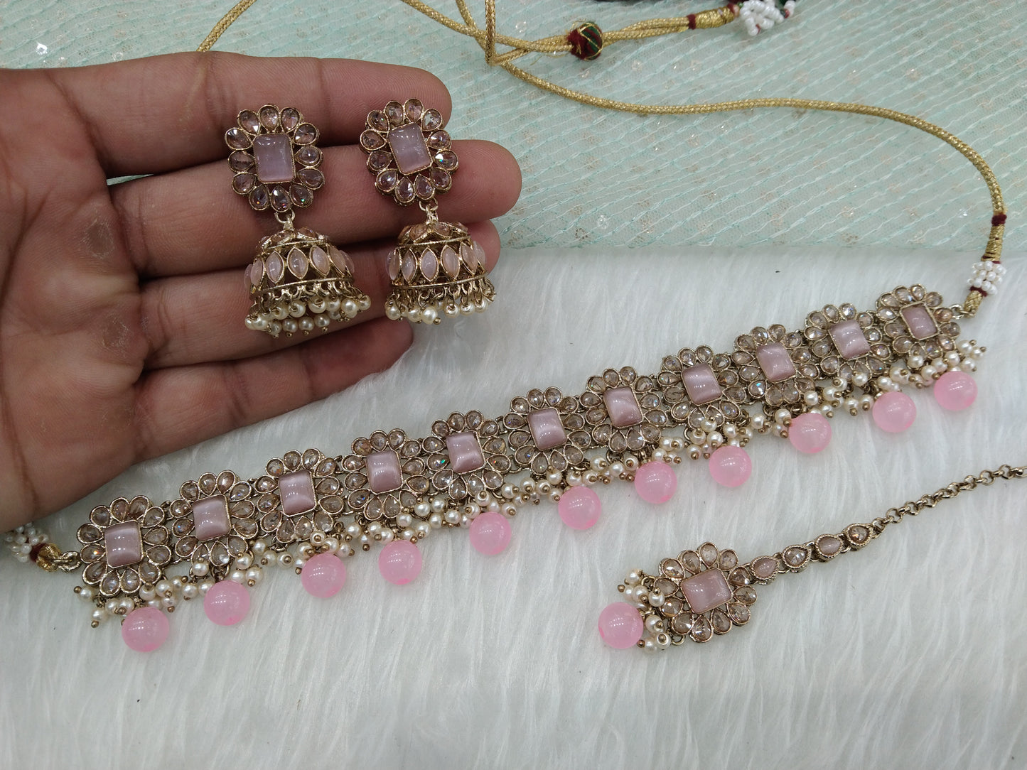Choker Set / pink choker Jewellery set/Indian cinema choker set