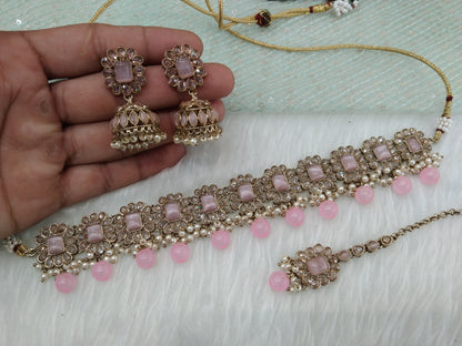 Choker Set / pink choker Jewellery set/Indian cinema choker set