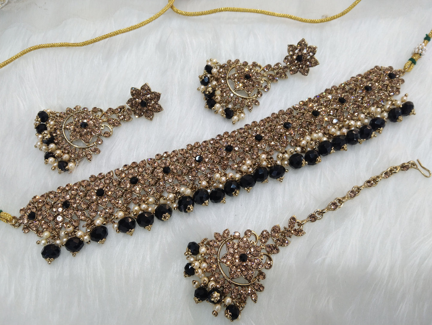 Choker Jewellery Set dark gold black choker Set/ Bollywood Jewellery/Indian choker tesli necklace