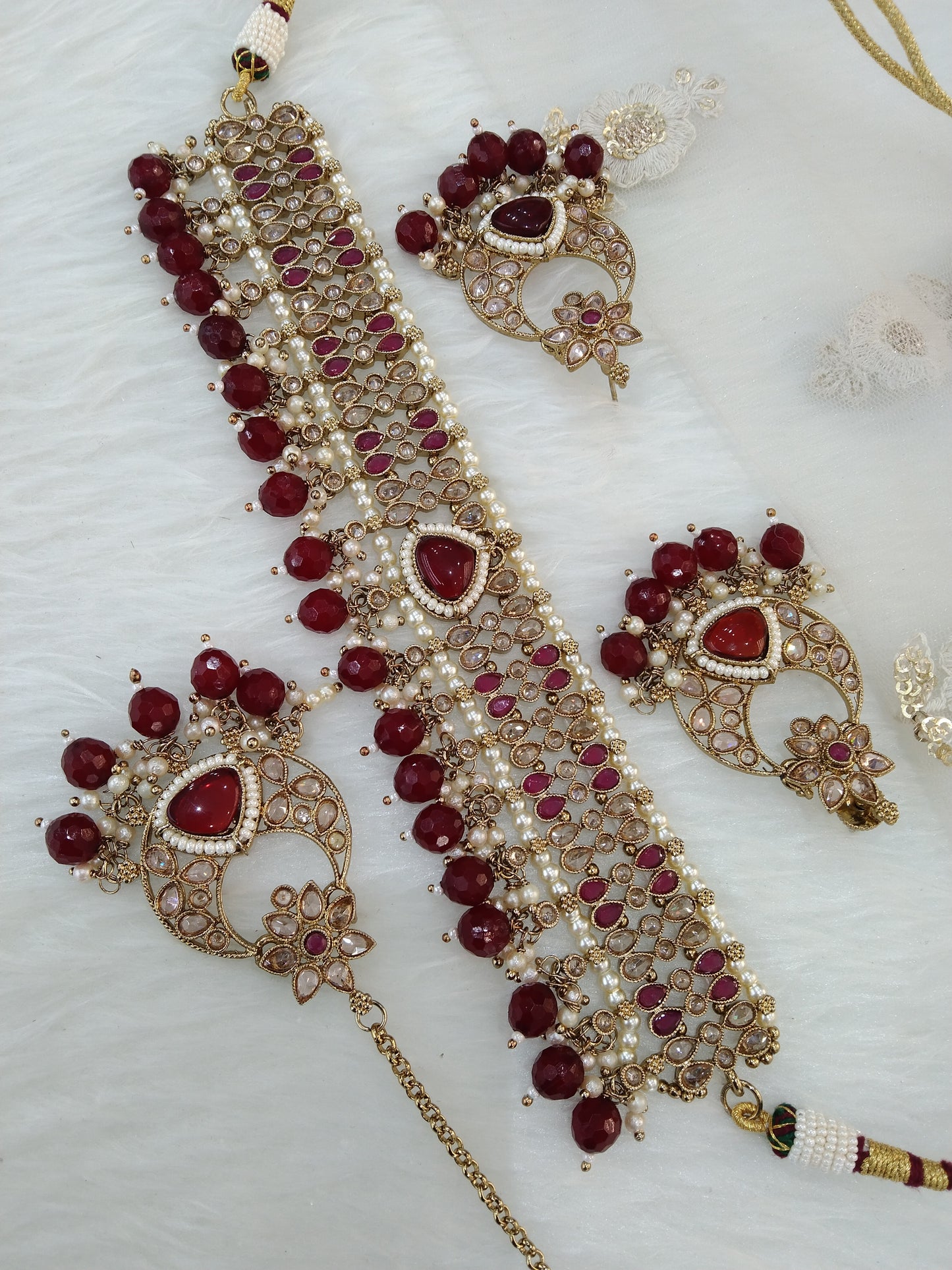 Dark Gold Maroon choker Set/ dark gold choker Indian trenton Jewellery