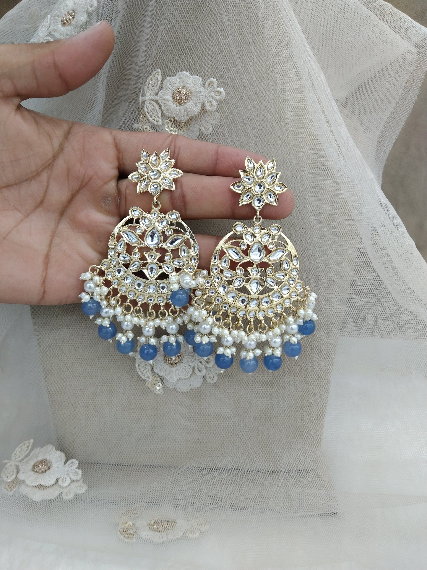 Indian Jewellery/Gold Indian Earrings Tikka Set/Indian sea green kundan  Earrings sanam Jewellery