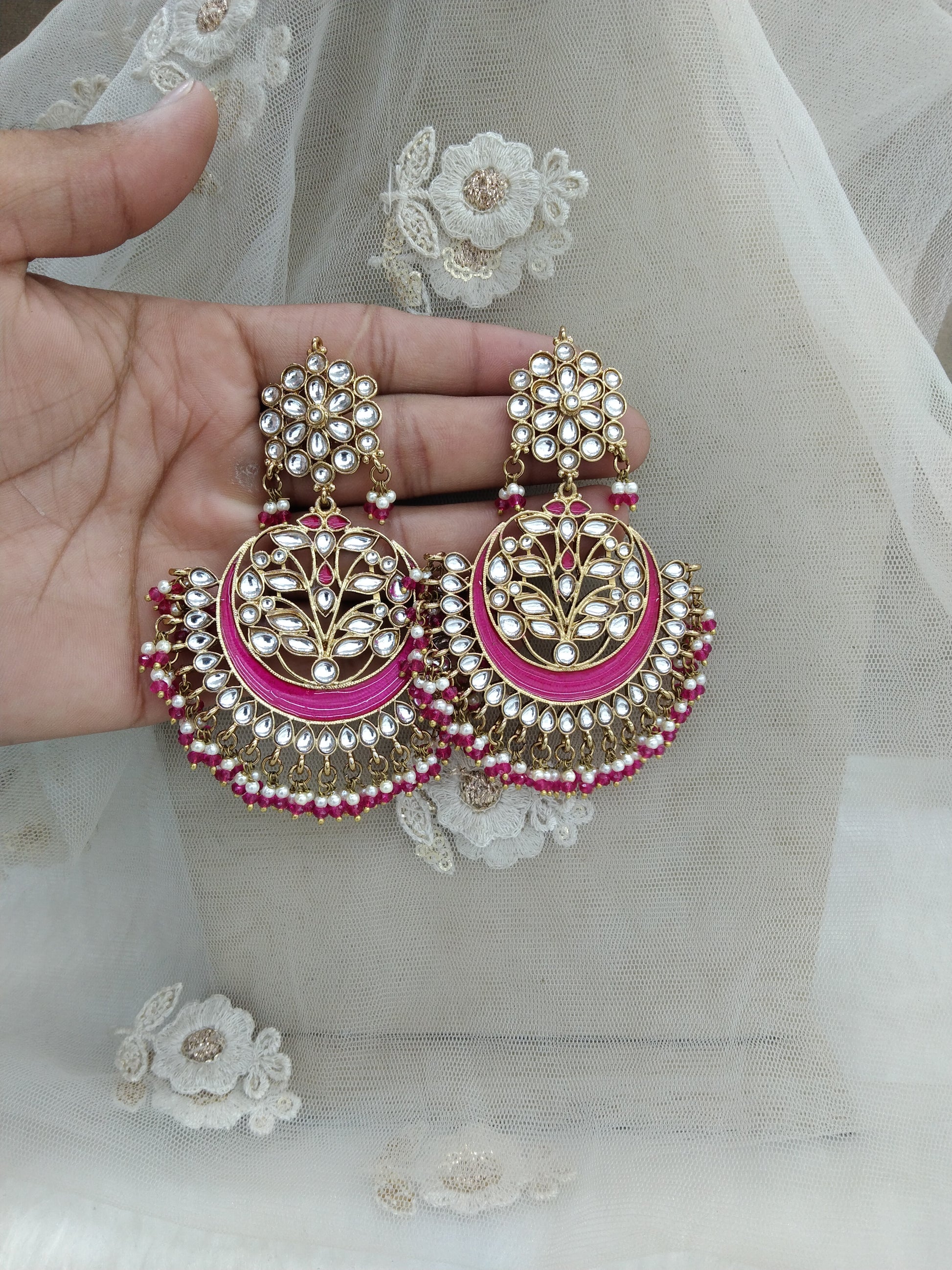 Kundan Earrings Dusky Pink Earrings High Quality Polki Kundan Big