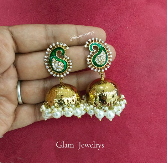 Indian Jhumka Earrings Jewellery/Gold green Indian Jewellery Jhumka ap Earrings