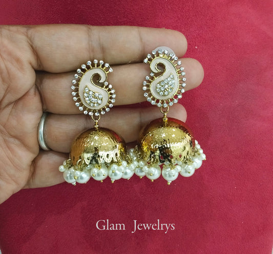 Indian Jhumka Earrings Jewellery/Gold peach Indian Jewellery Jhumka ap Earrings