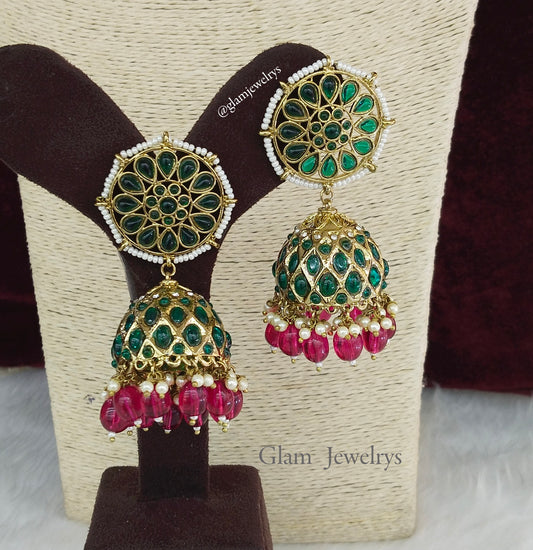 Indian jhumka earrings jewellery/gold ruby indian asia jhumka earrings