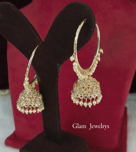 Indian balli jhumka hoop earrings jewellery/antique gold indian halli jhumka earrings