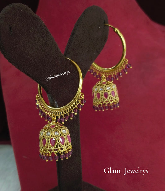 Indian balli jhumka hoop earrings jewellery/antique gold indian simi jhumka earrings