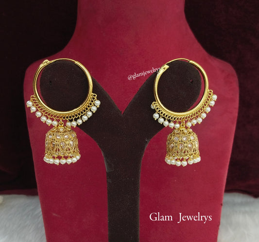 Indian balli jhumka hoop earrings jewellery/gold indian simi jhumka earrings