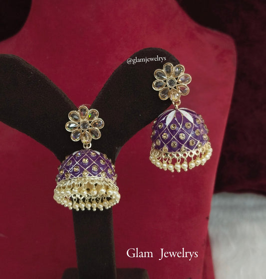 Indian balli jhumka hoop earrings jewellery/ green indian honey jhumka earrings