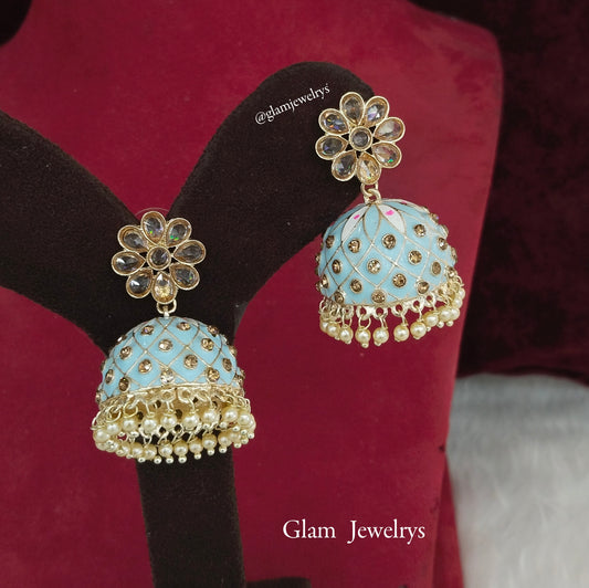 Indian balli jhumka hoop earrings jewellery/pink indian honey jhumka earrings