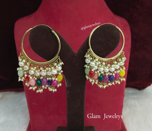 Indian balli jhumka hoop earrings jewellery/multicolor indian tenny jhumka earrings