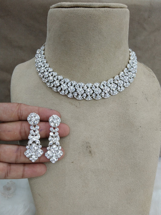 Indian  jewellery necklace set/Silver necklace set bridal sherry jewellery