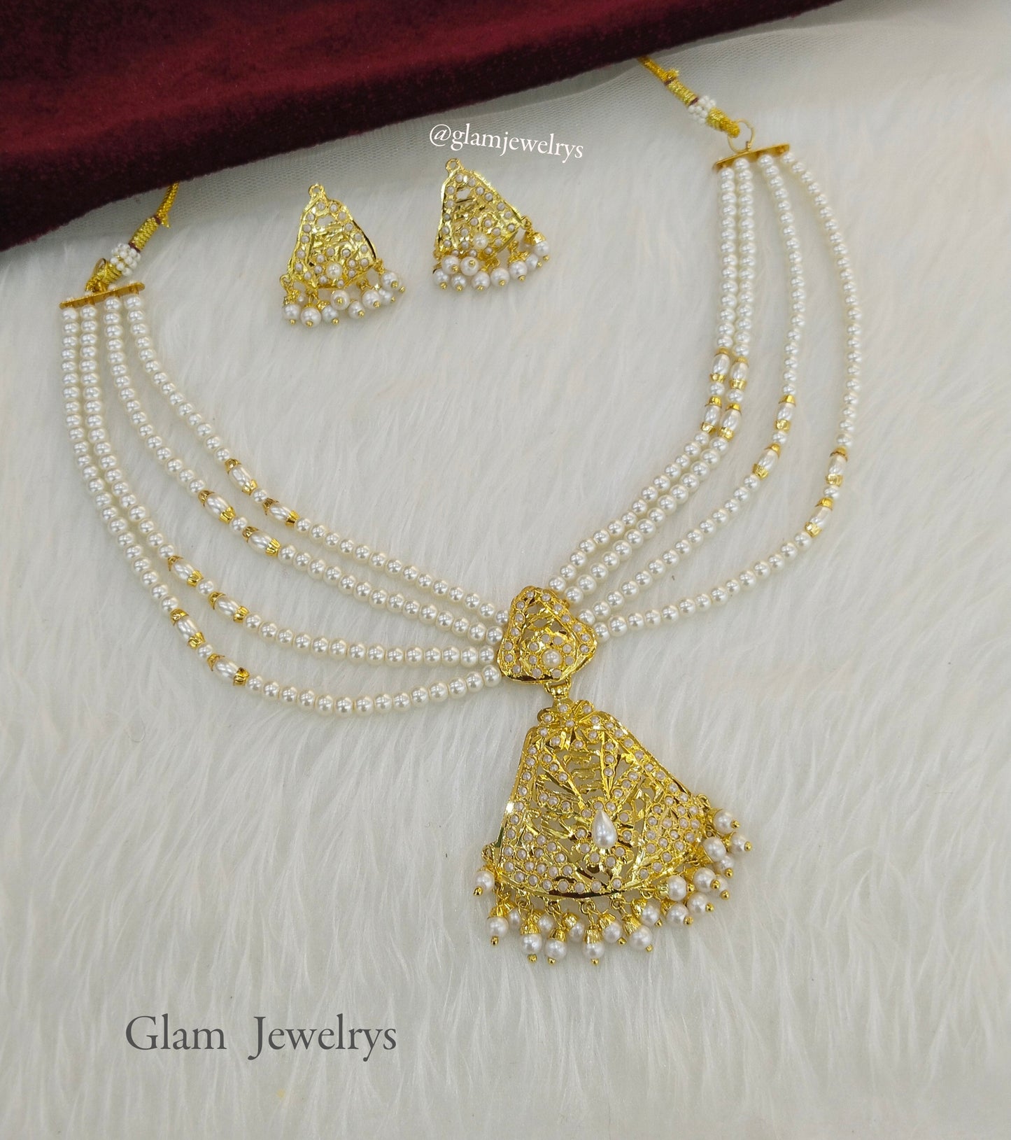 Choker Necklace Set/Jadau Gold Indian Choker Set/ Punjabi Indian Jewellery