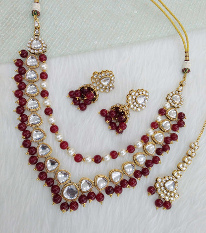 Indian  jewellery gold maroon kundan Set/ kundan  honey Set