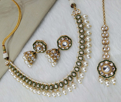 Ivory Indian  Jewellery Gold White Kundan Necklace Set/ kundan holi Set