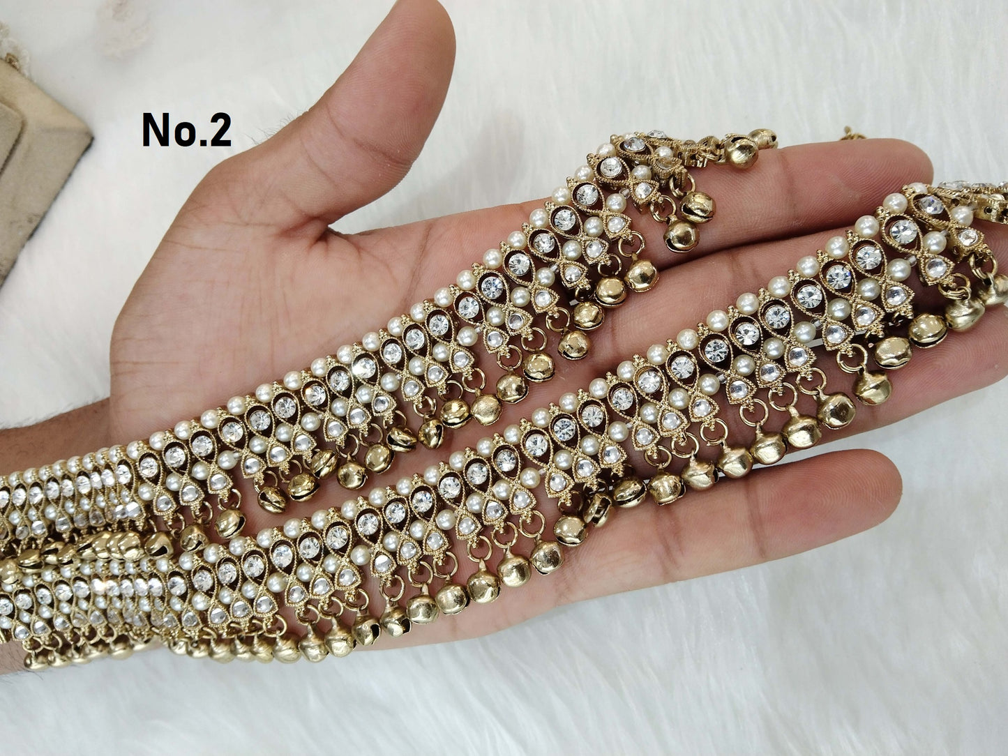 Buy Anklets Payal Foot Bracelet Indian Gold pair Anklets Foot Bracelet Payal Jhanjar Jewellery Jewellery/Traditional Bollywood Panjeb Jewellery