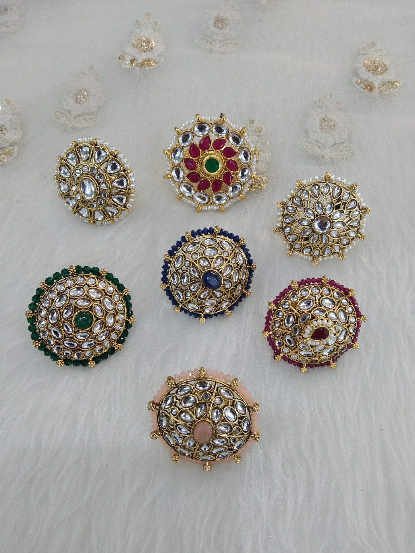 Indian Ring/Gold kundan Finger rings Big round bridal ring hand accessory lta