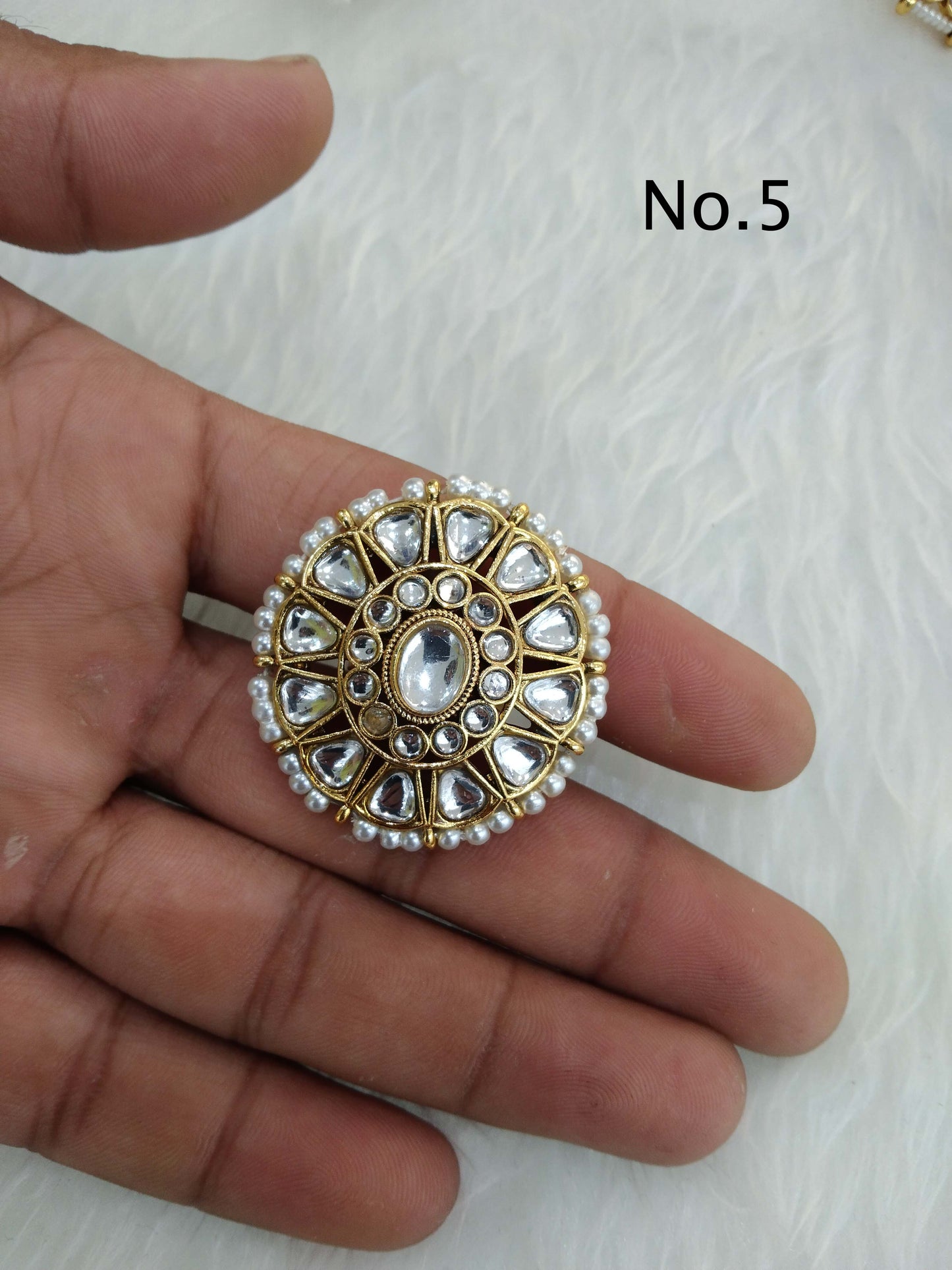 Indian Ring/Gold kundan Finger rings Big round bridal ring hand accessory lta