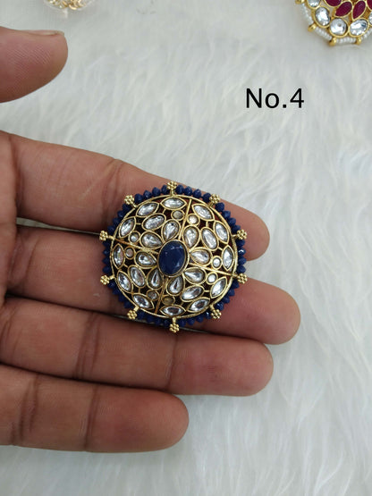 Indian Ring/Gold kundan Finger rings Big round bridal ring hand accessory lta