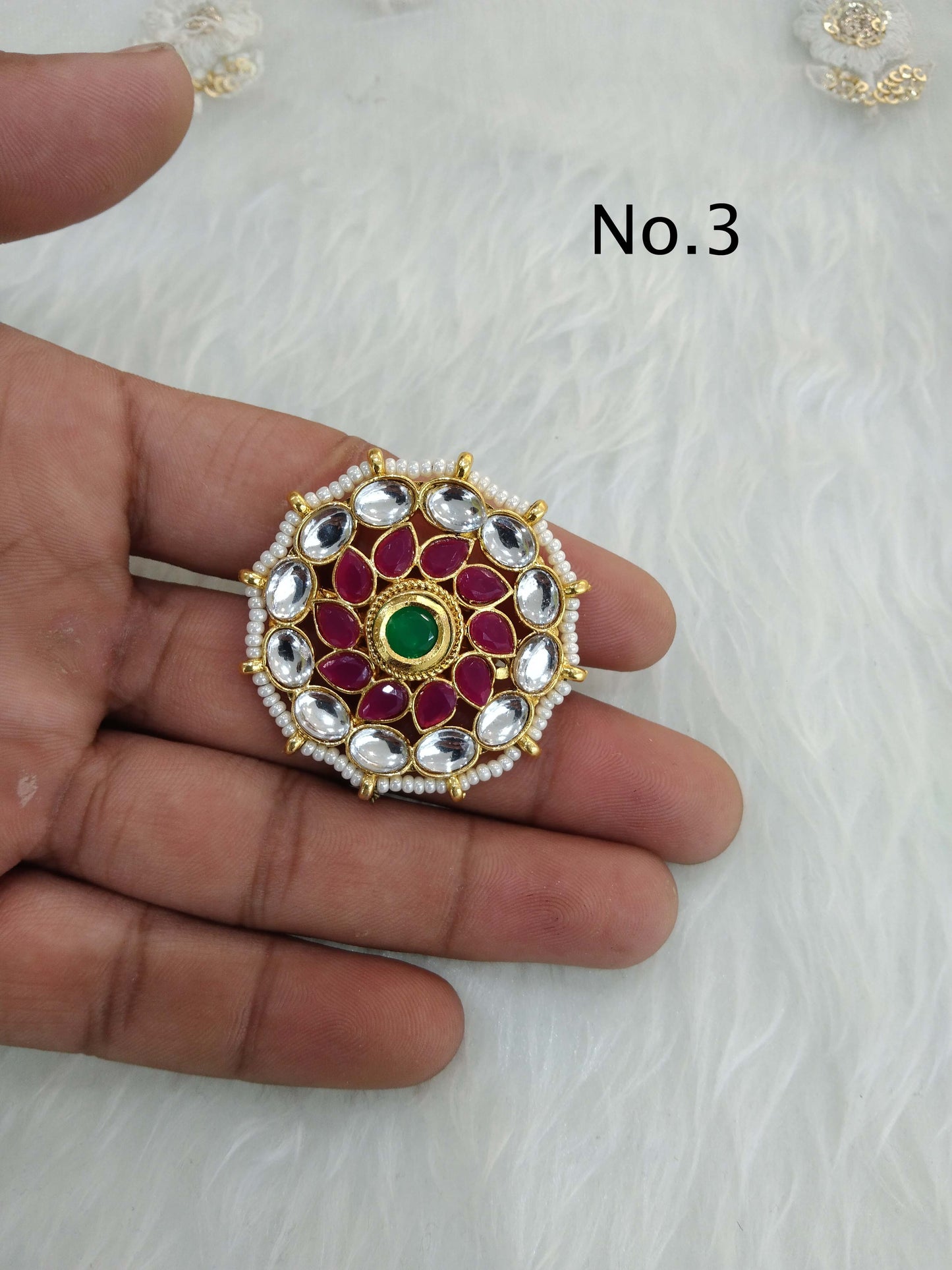 Indian Ring/Gold kundan Finger rings Big round bridal ring hand accessory lta