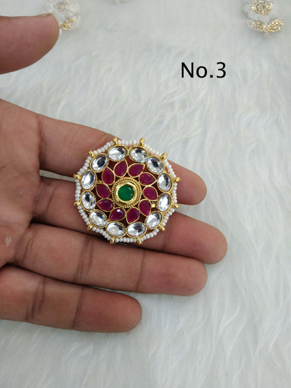Indian Ring/Gold kundan Finger rings Big round bridal ring hand accessory lta