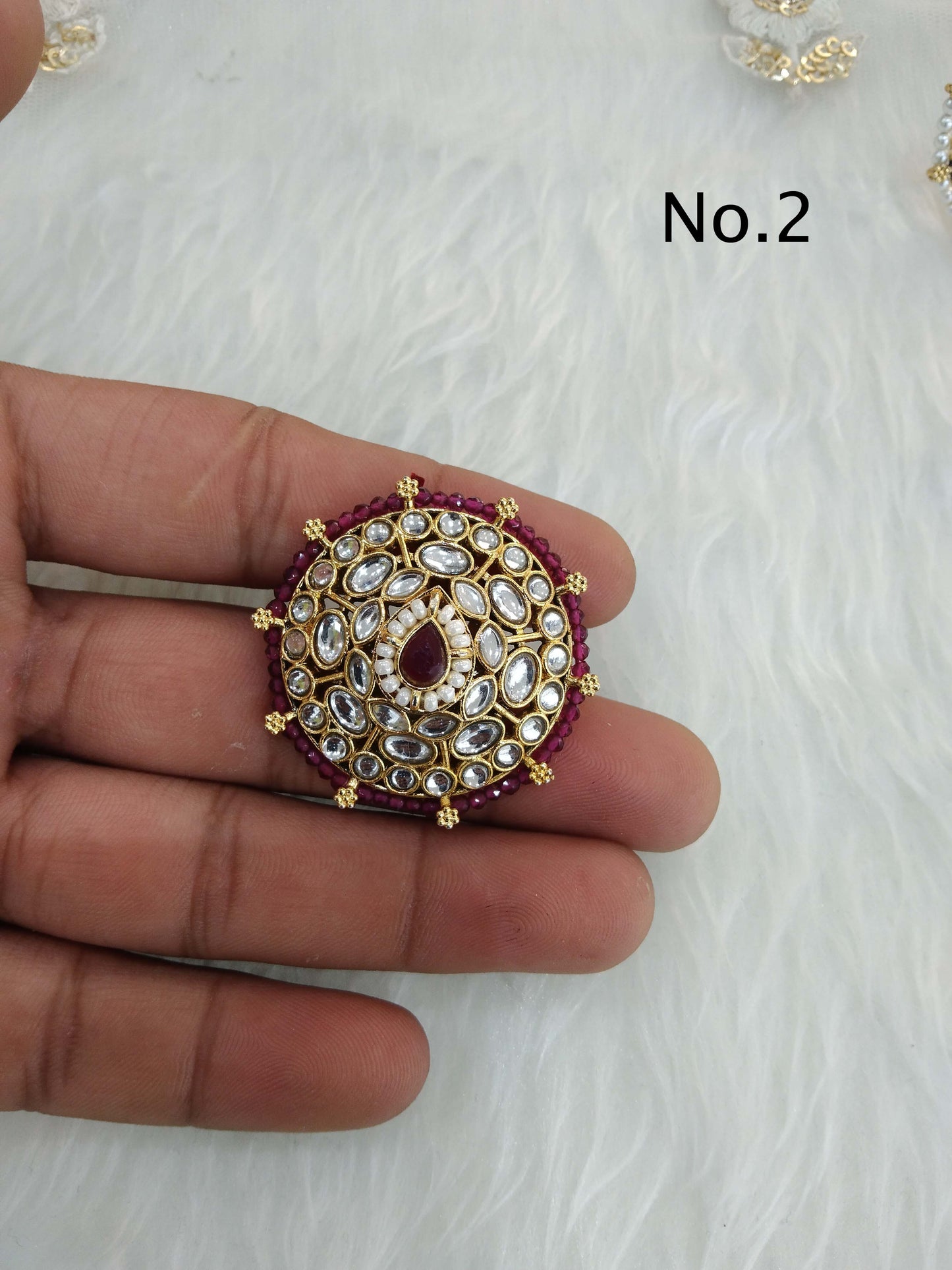 Indian Ring/Gold kundan Finger rings Big round bridal ring hand accessory lta