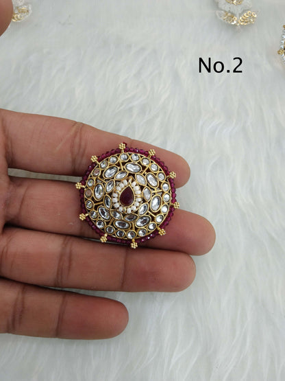 Indian Ring/Gold kundan Finger rings Big round bridal ring hand accessory lta