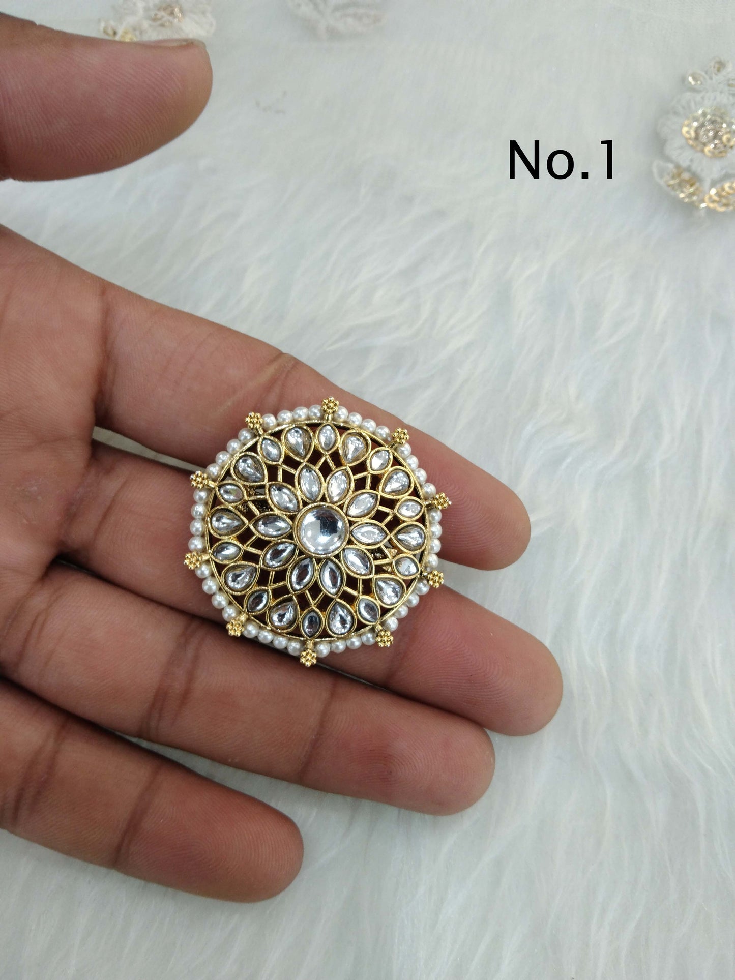 Indian Ring/Gold kundan Finger rings Big round bridal ring hand accessory lta