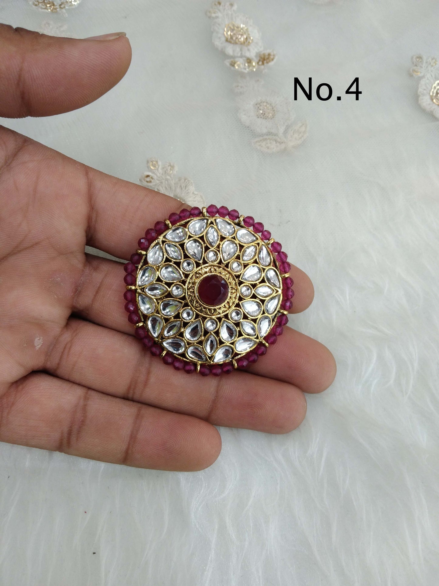 Indian Ring /Gold kundan finger rings Big round bridal ring hand accessory/limi