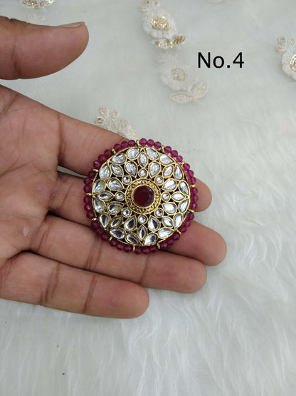 Indian Ring /Gold kundan finger rings Big round bridal ring hand accessory/limi