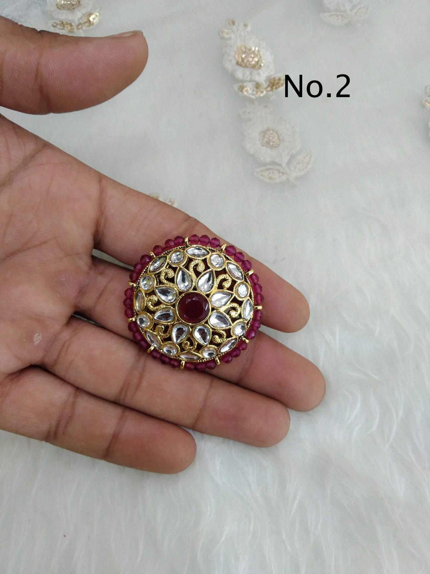 Indian Ring /Gold kundan finger rings Big round bridal ring hand accessory/limi