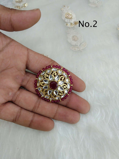 Indian Ring /Gold kundan finger rings Big round bridal ring hand accessory/limi