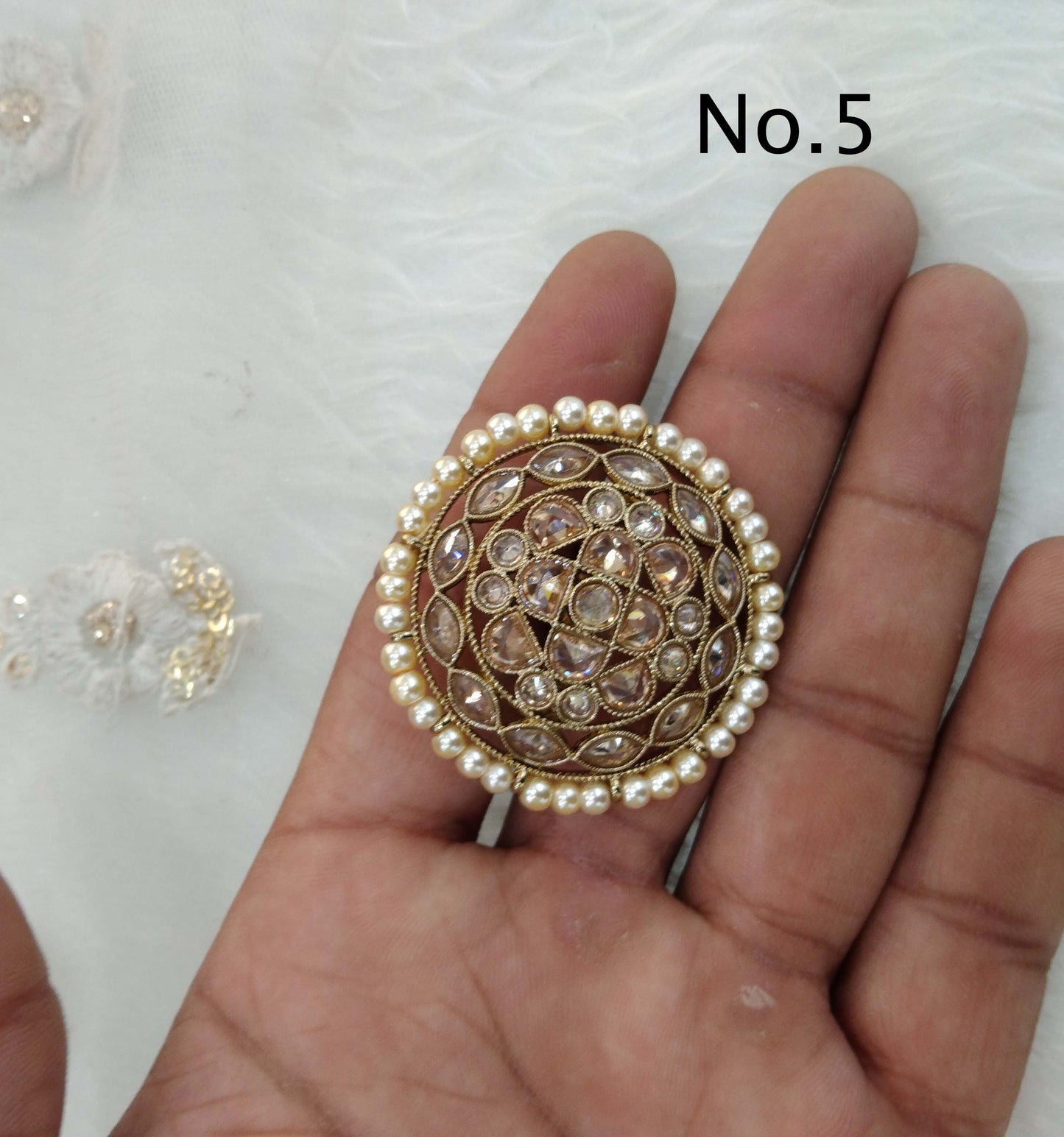 Indian Ring /Antique gold finger rings Big round bridal ring hand accessory/sili