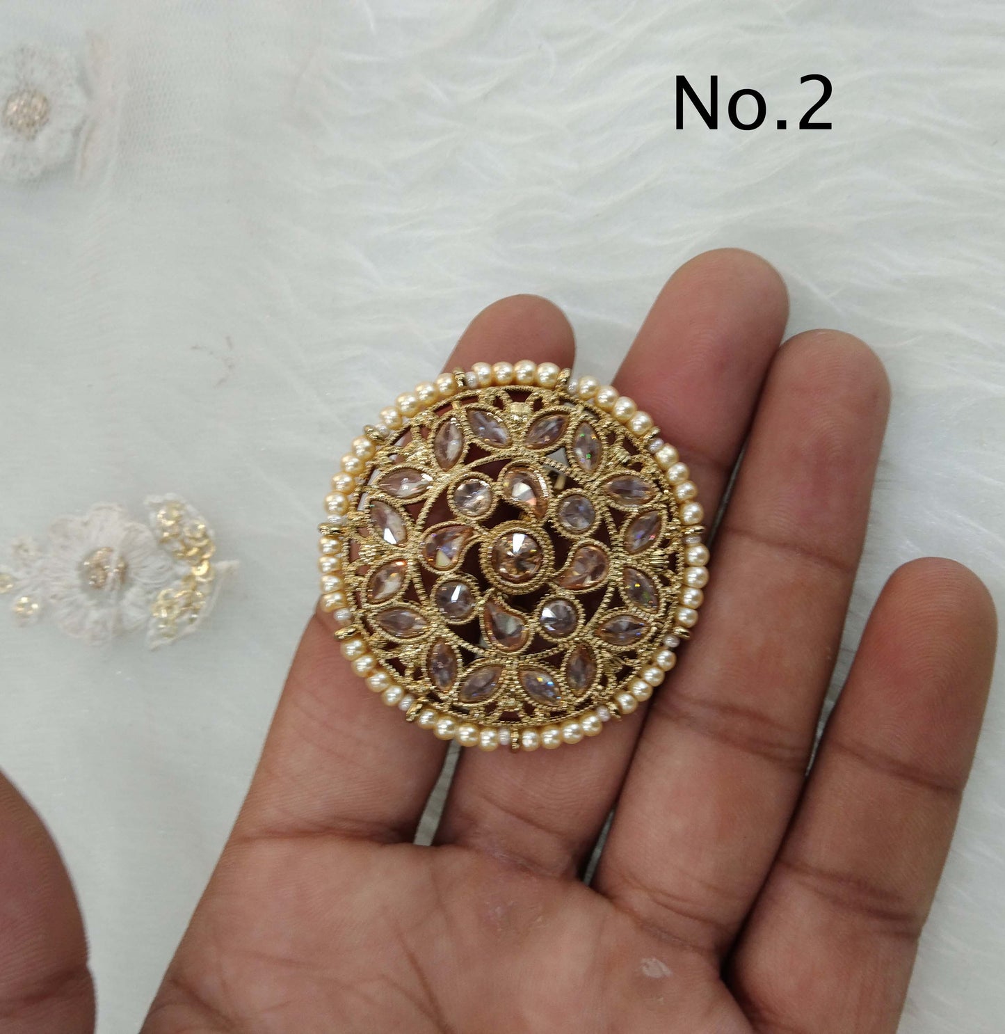 Indian Ring /Antique gold finger rings Big round bridal ring hand accessory/sili