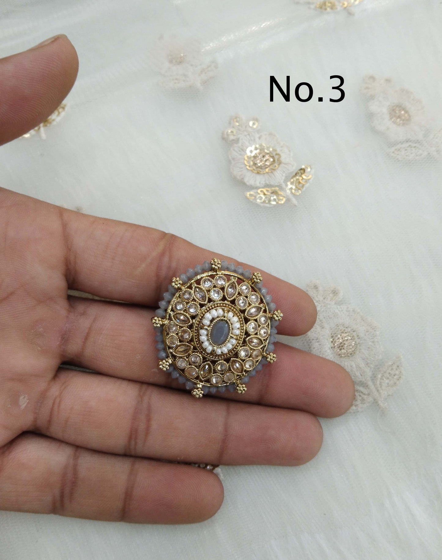 Indian Ring /Antique gold finger rings Big round bridal ring hand accessory/sili