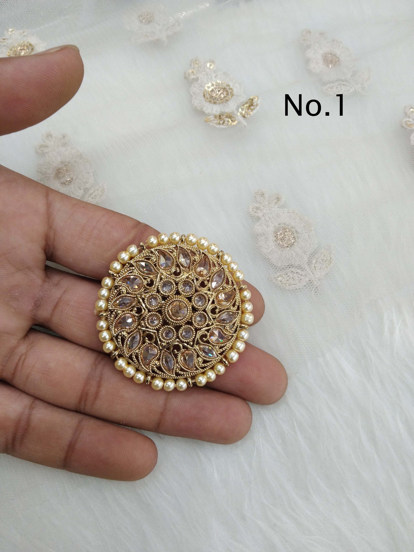 Indian Ring /Antique gold finger rings Big round bridal ring hand accessory/sili