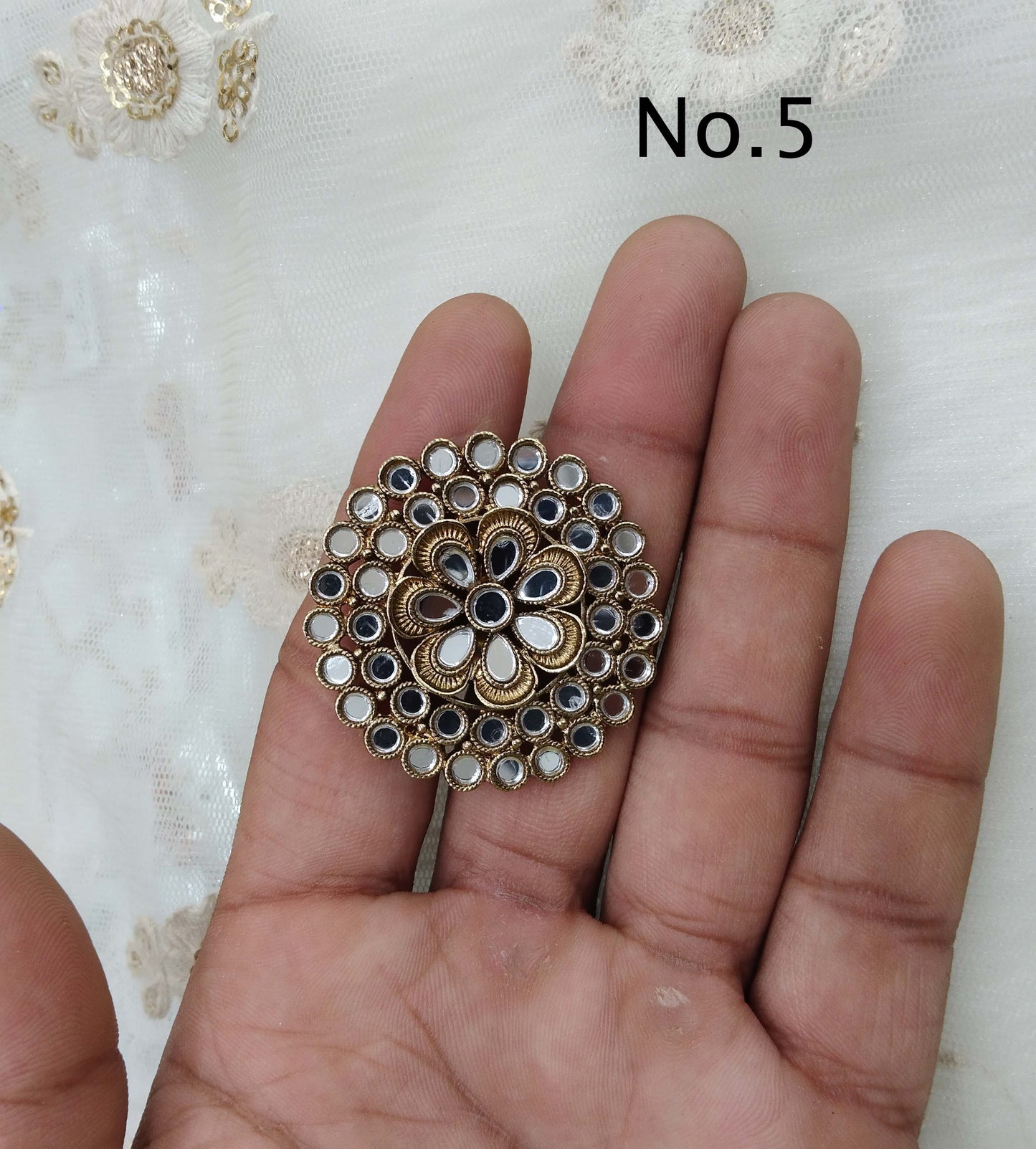 Indian Ring /Antique finish mirror Finger rings round bridal ring hand accessory/hsi