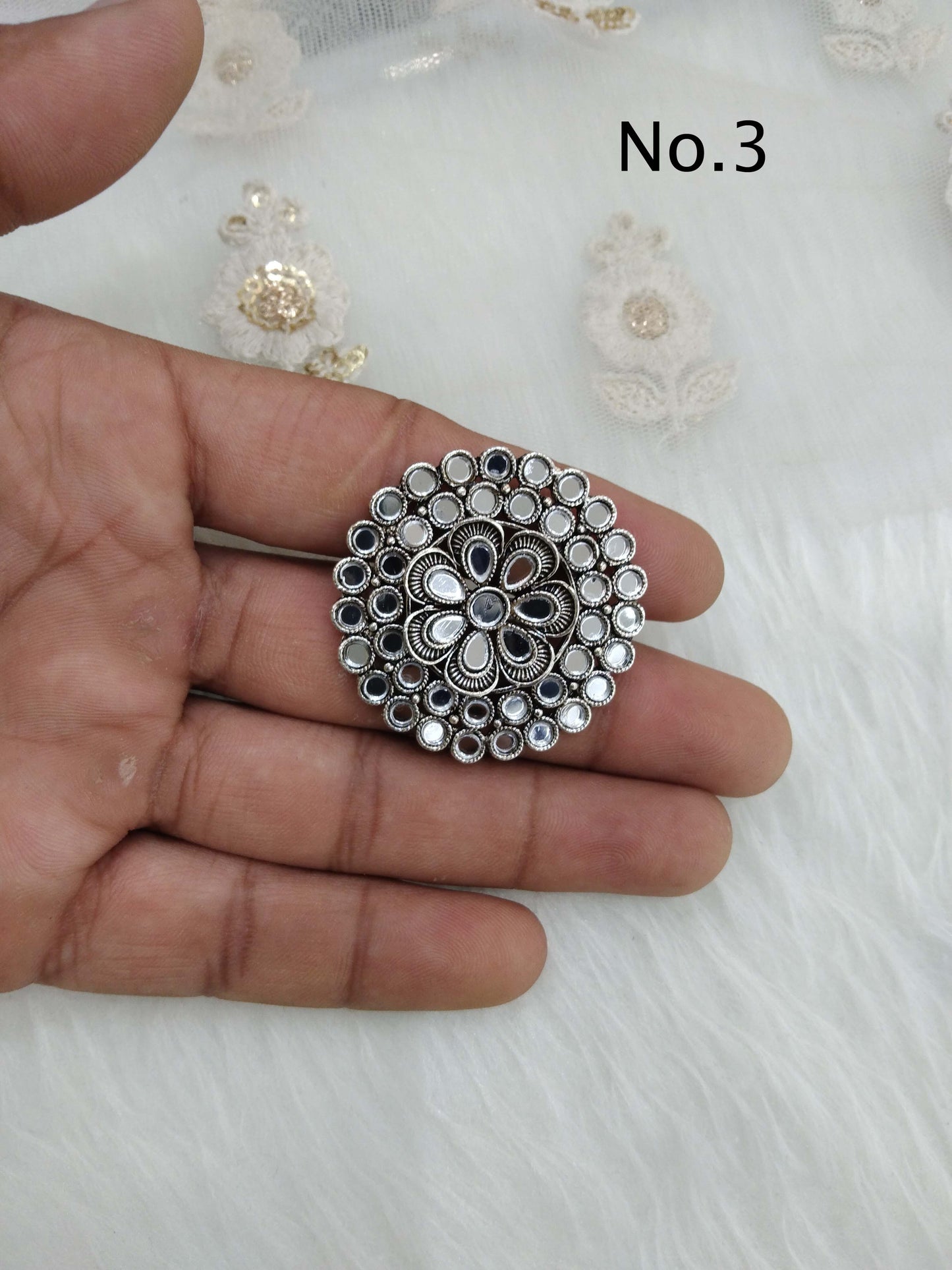 Indian Ring /Antique finish mirror Finger rings round bridal ring hand accessory/hsi