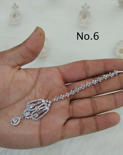 Diamond Tika Tikka Jewellery Indian Headpiece Jewellery/Silver, rose gold, CZ HeadPiece cow tikka tika Hair