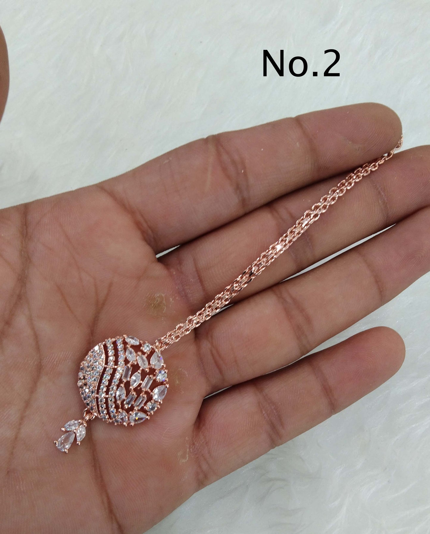 Diamond tikka Set Indian tikka rose gold and rhodium finish headpiece /maang Tikka plus Tika