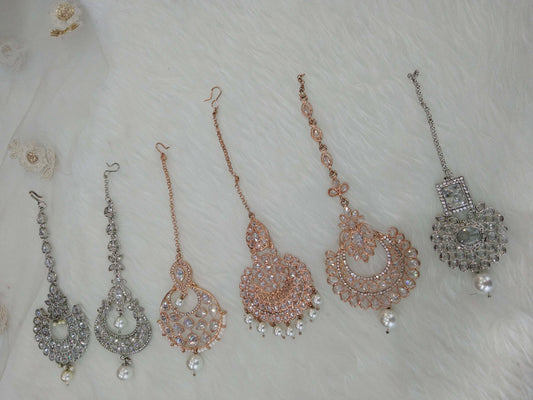 Indian Headpiece Tikka  Jewellery/silver and rose gold maang tommy tikka
