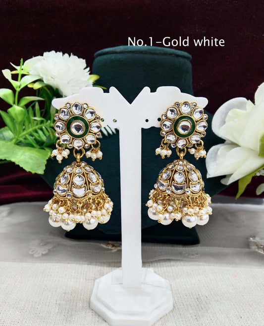Indian kundan earrings jewellery/kundan jhumka earrings/ bollywood earrings emporio set