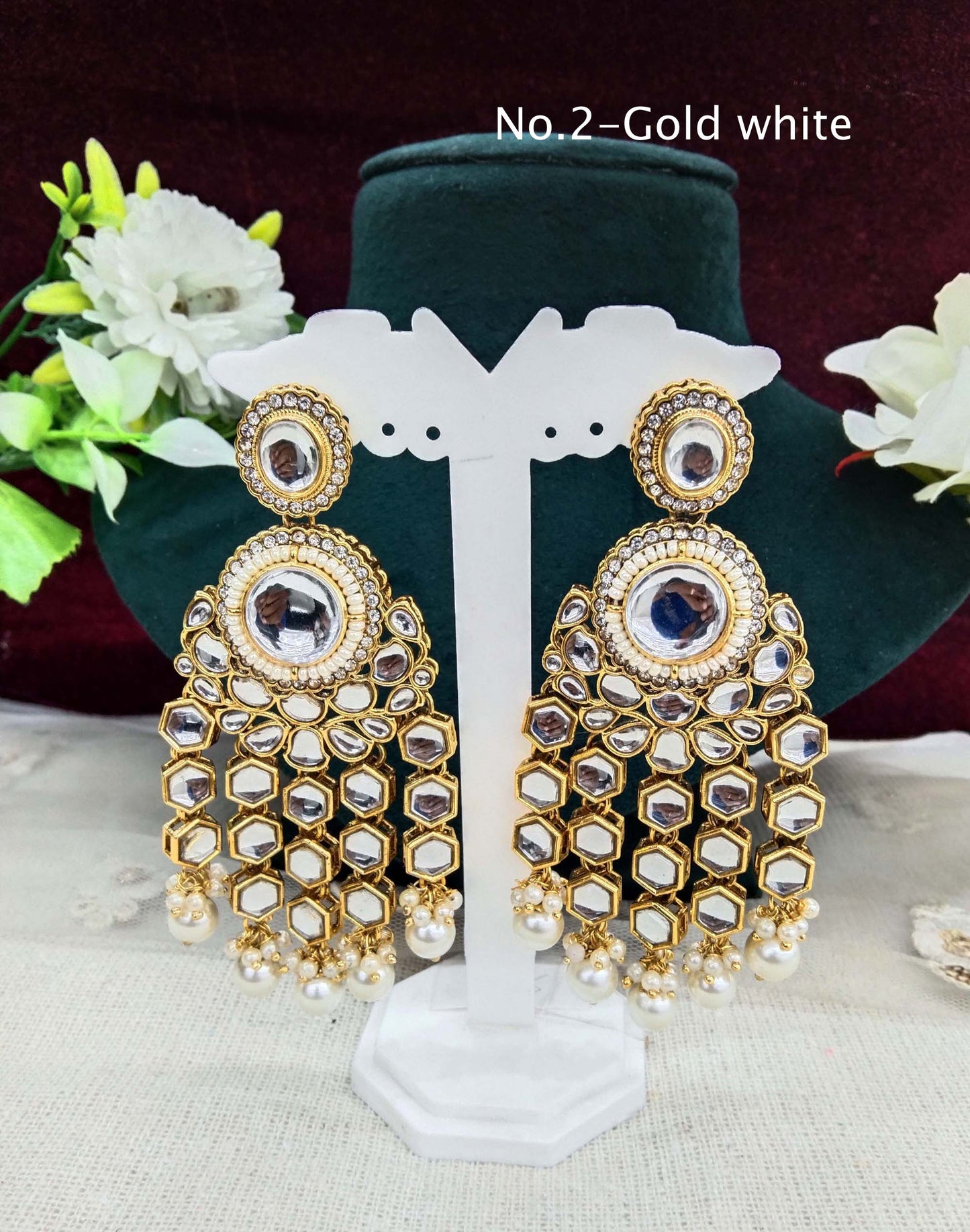Indian kundan earrings jewellery/kundan layered earrings/ bollywood earrings visit set
