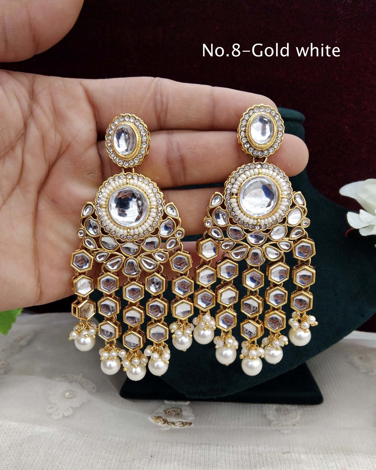 Indian kundan earrings jewellery/kundan layered earrings/ bollywood earrings visit set
