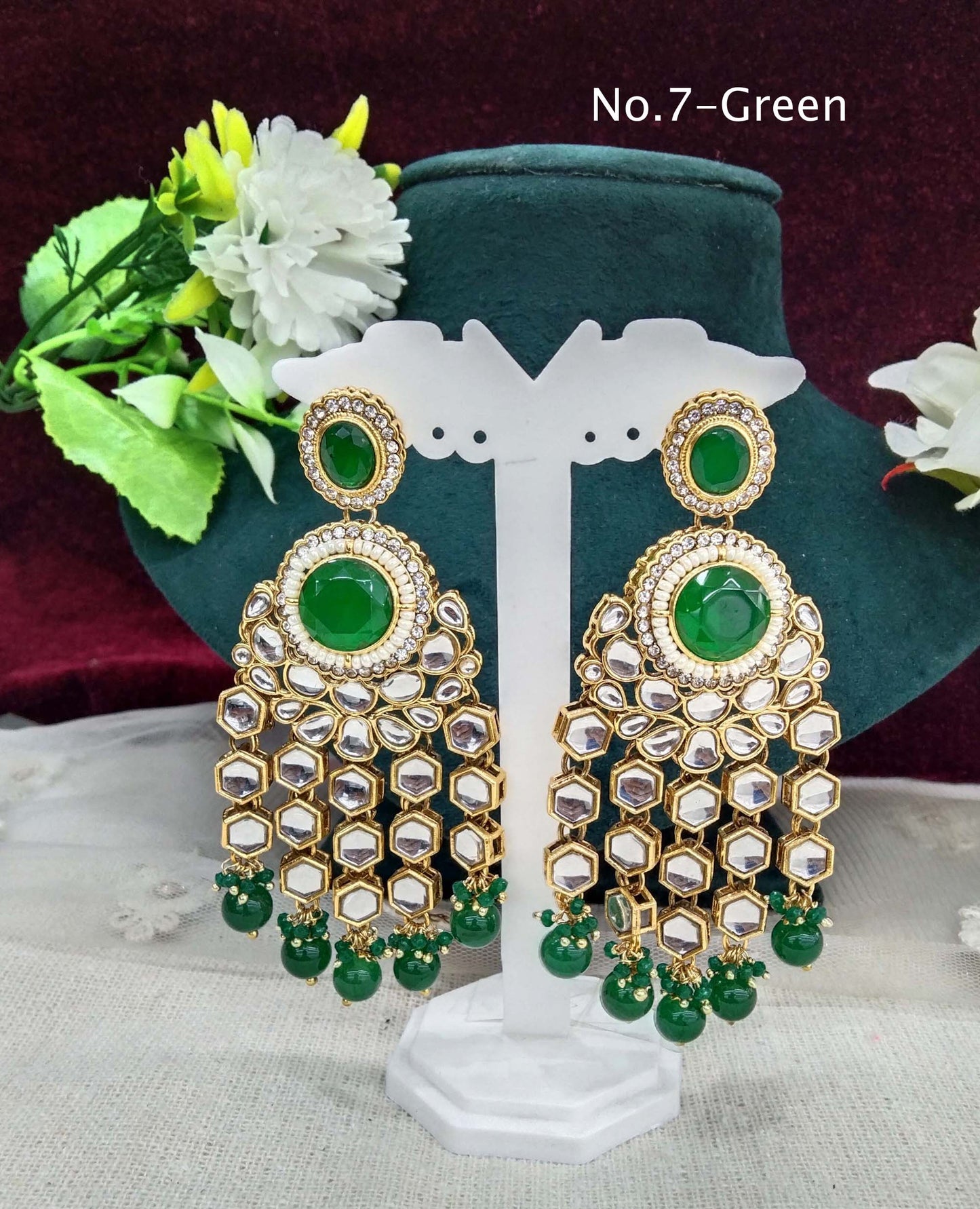 Indian kundan earrings jewellery/kundan layered earrings/ bollywood earrings visit set