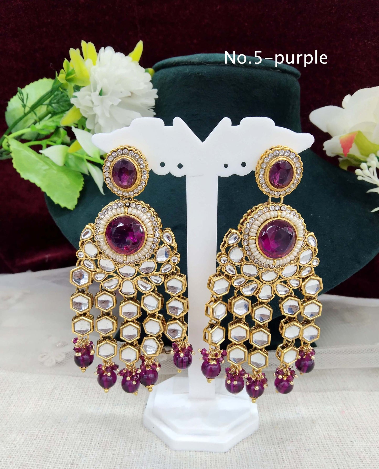 Indian kundan earrings jewellery/kundan layered earrings/ bollywood earrings visit set
