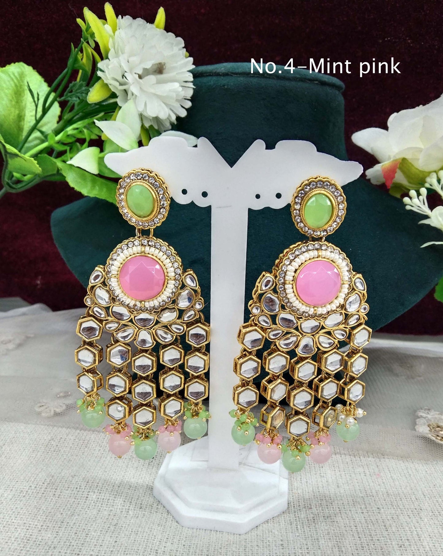 Indian kundan earrings jewellery/kundan layered earrings/ bollywood earrings visit set