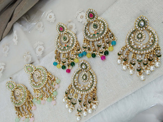 Online Indian Kundan Earrings Jewellery/Kundan multi Earrings/ bollywood Earrings hilda Set